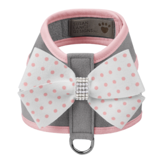Puppy Pink Polka Dot Nouveau Bow Tinkie Harness